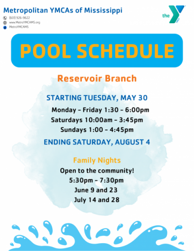 Reservoir Summer Pool Schedule