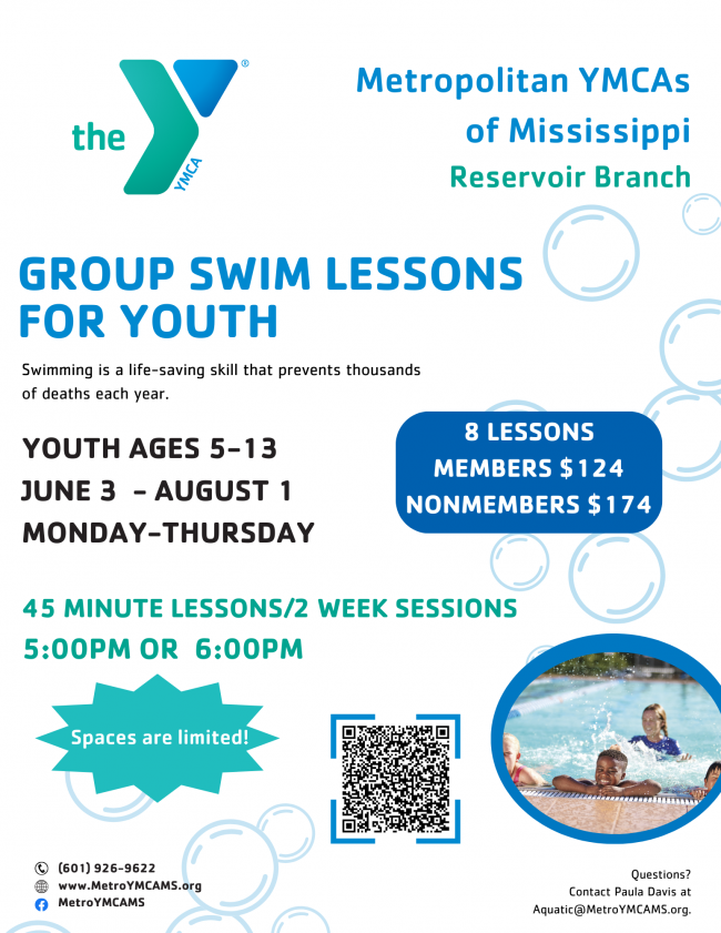 Group Swim Lessons offered for youth ages 5-13, June 3 - August 1.